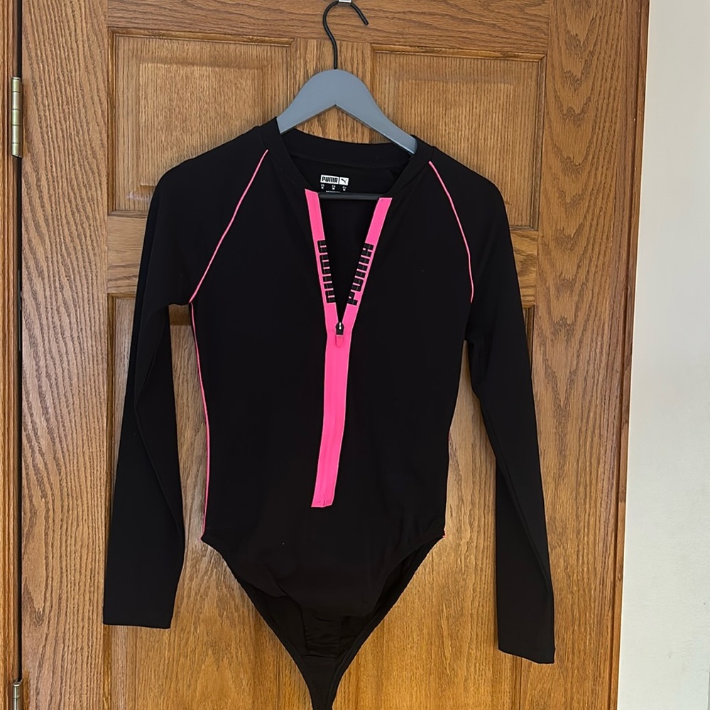 Black and pink puma body suit